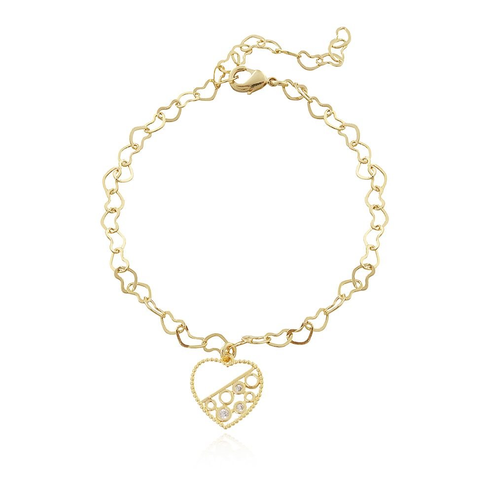 Pst-2671-Fo Pulseira Coração Meio Cravejado