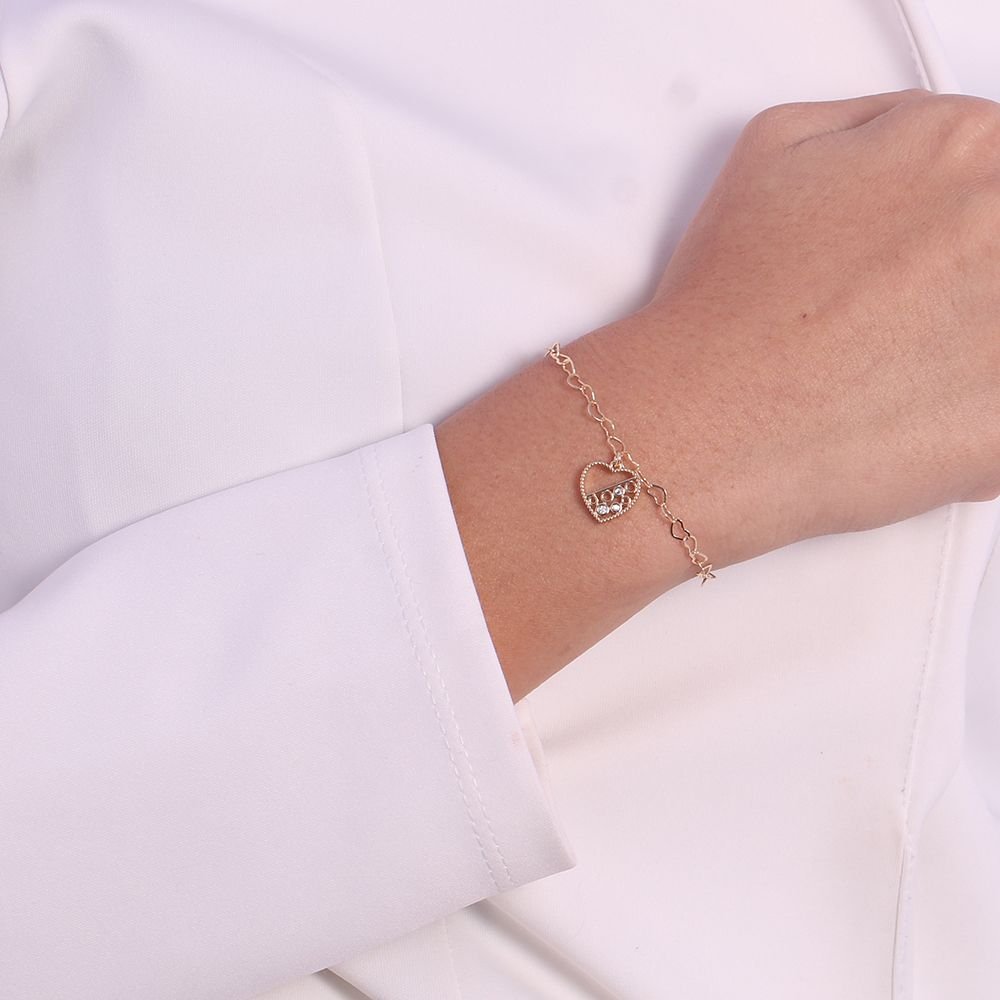 Pst-2671-Fo Pulseira Coração Meio Cravejado