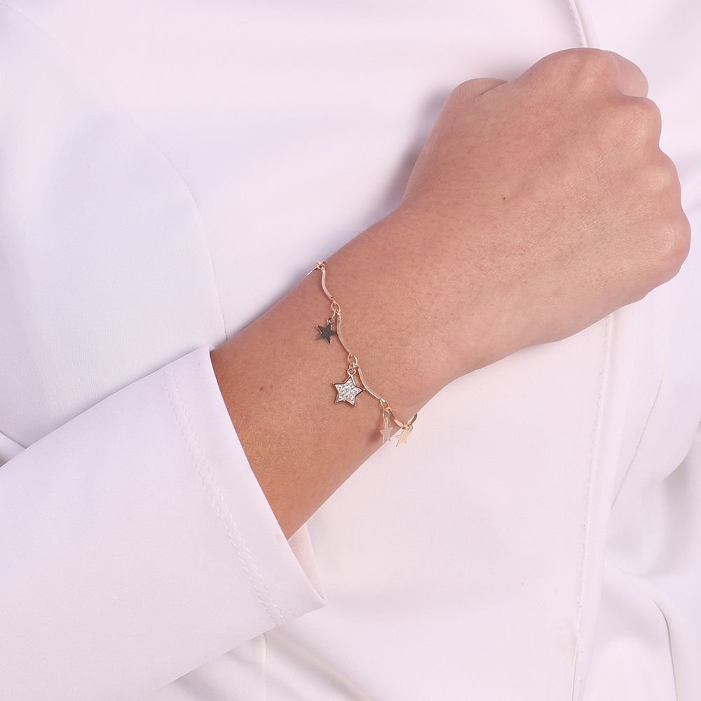 Pst-2679-Fo Pulseira De Estrelas Cravejada Cristal