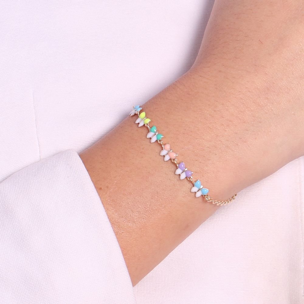 Pst-2686-Fo Pulseira Borboletas Coloridas