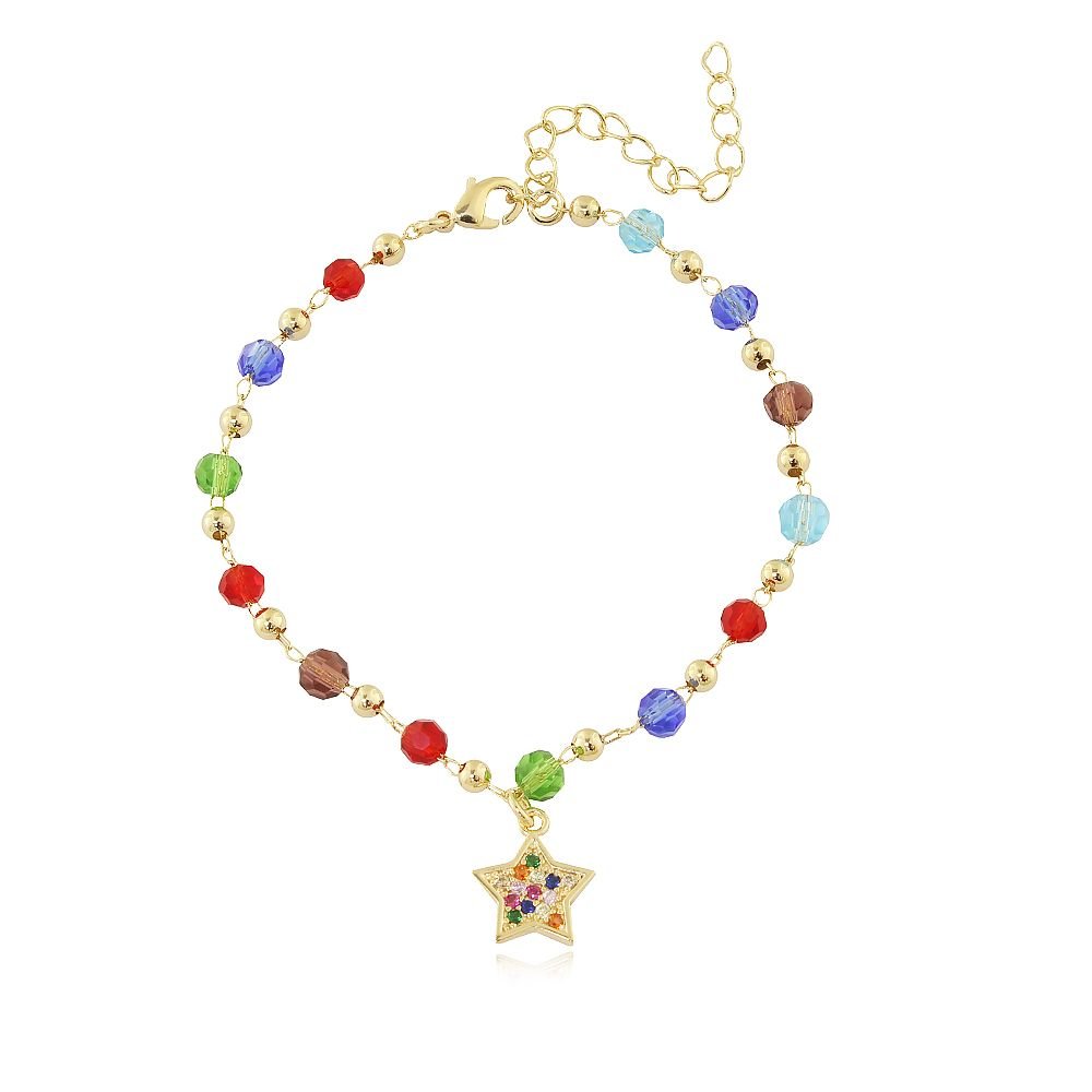 Pst-2708-Fo Pulseira Com Bolinhas Coloridas E Estrela