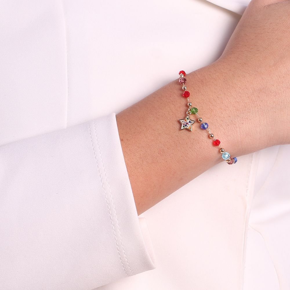 Pst-2708-Fo Pulseira Com Bolinhas Coloridas E Estrela