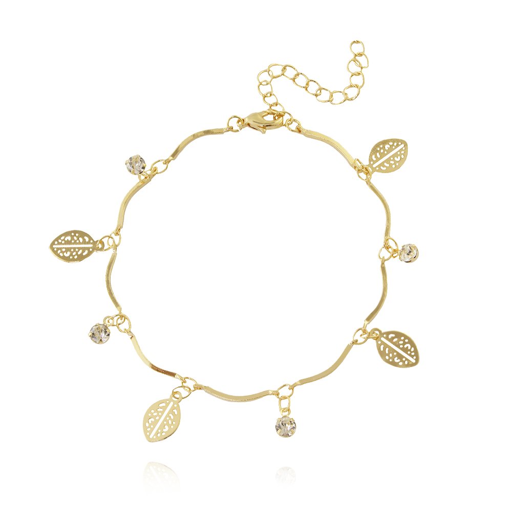 Pst-2723-Fo Pulseira Com Folhas E Pontos De Luz