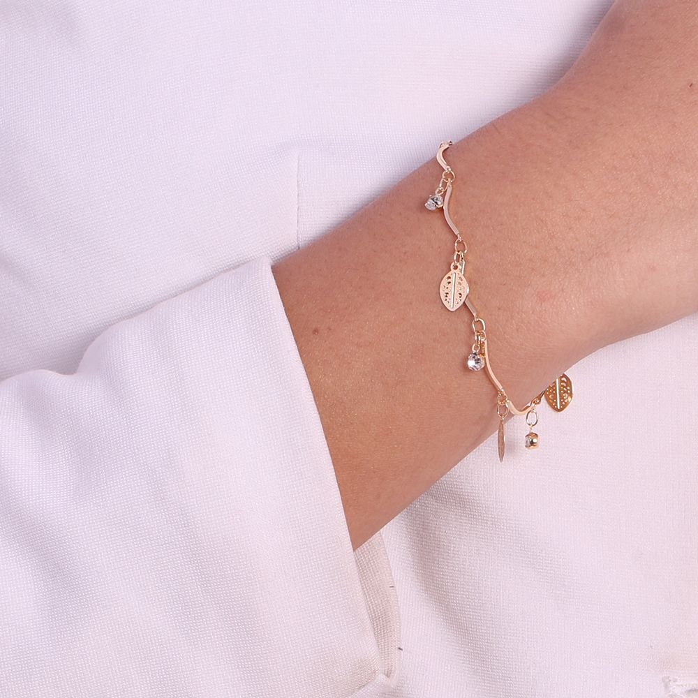 Pst-2723-Fo Pulseira Com Folhas E Pontos De Luz