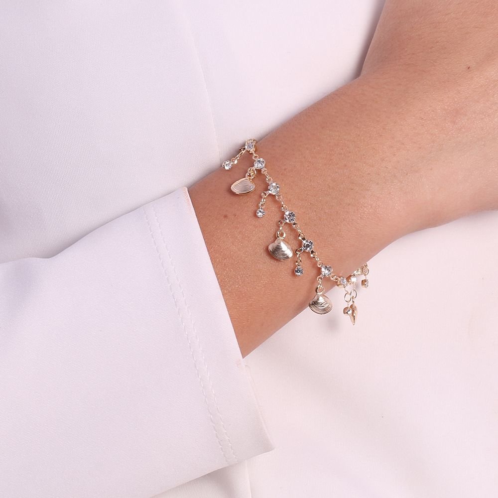 Pst-2729-Fo Pulseira De Conchas E Pontos De Luz