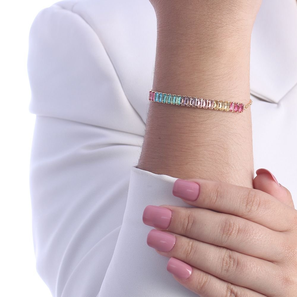 Pst-2730-Fo Pulseira Baguete Colorida