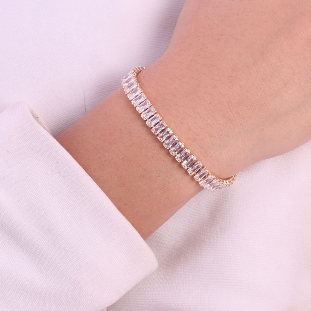 Pst-2735-Fo Pulseira Baguete Cristal