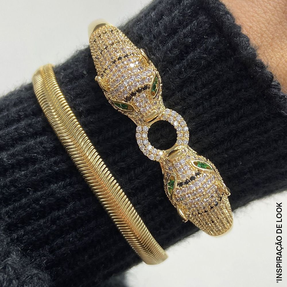 Brc-75-Fo Bracelete Guepardo Duplo Cravejado