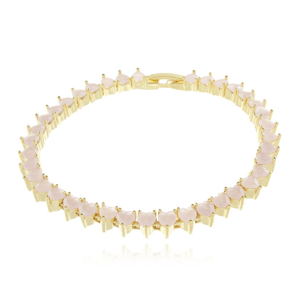 Pst-2743-Fo Pulseira De Mini Corações Cravejados Azul