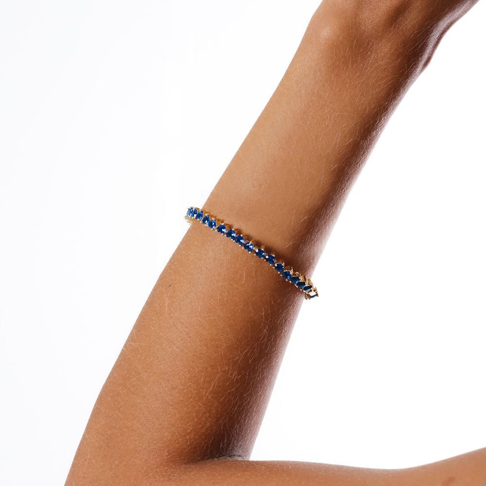 Pst-2743-Fo Pulseira De Mini Corações Cravejados Azul