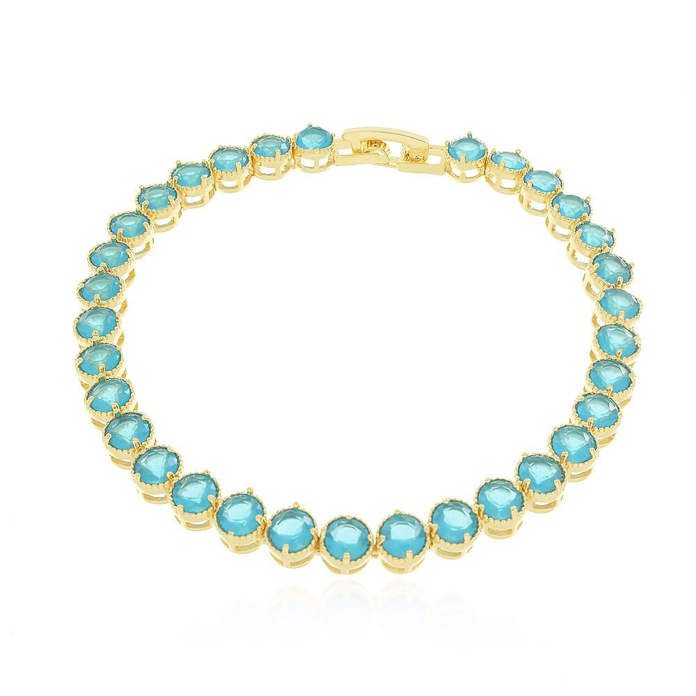 Pst-2747-Fo Pulseira Pedras Bolinhas Cravejadas Azul