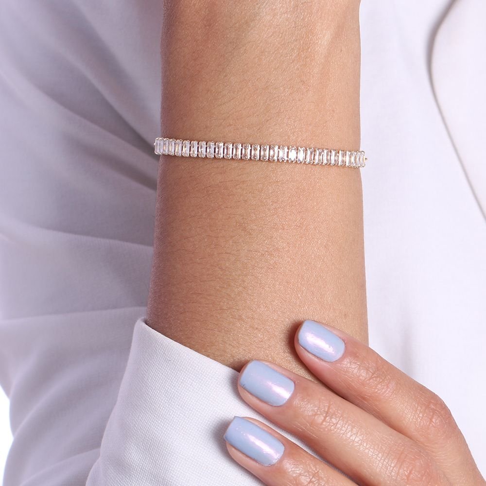 Pst-2751-Fo Pulseira Riviera Baguete Cristal