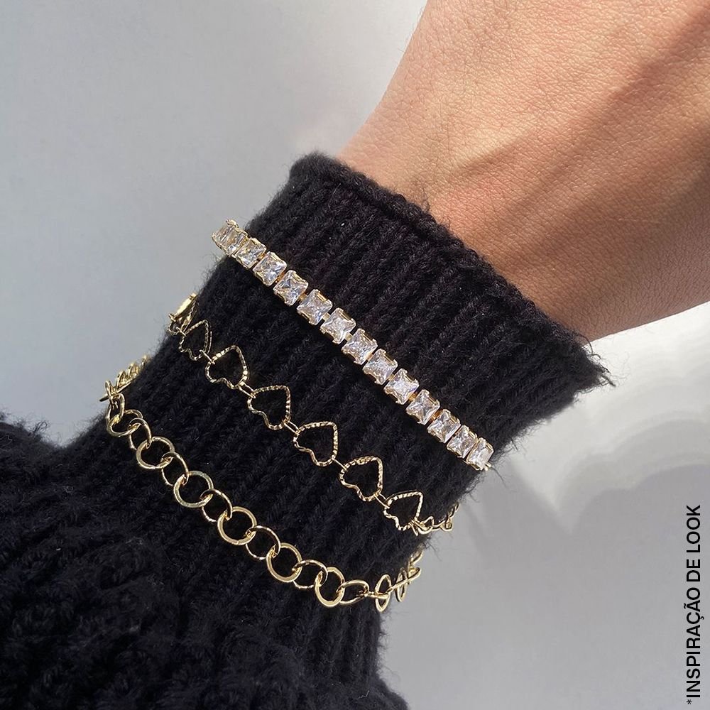 Pst-2893-Fo Pulseira De Corações Em Elos