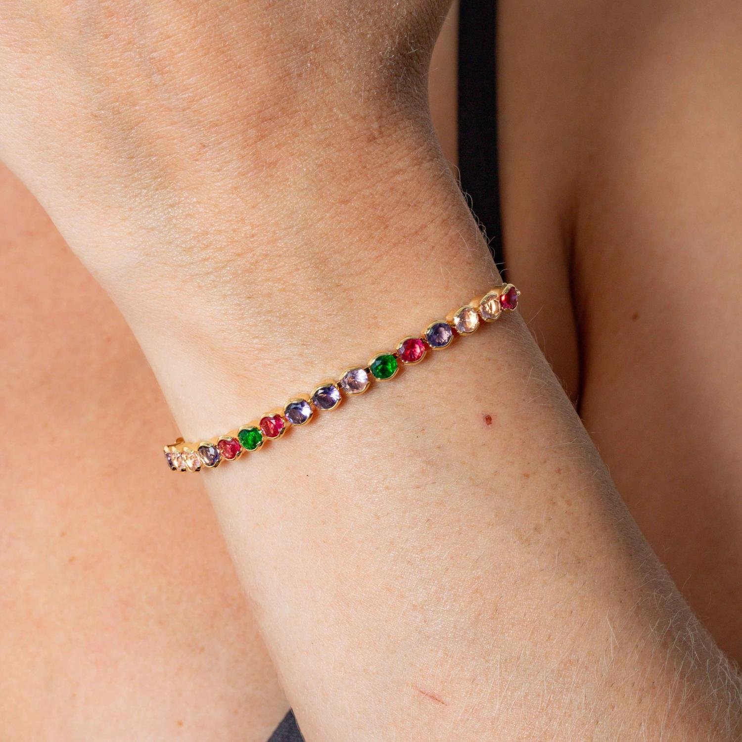 Pst-2755-Fo Pulseira Ajustável De Zircônias Redondas Cristal (4mm)