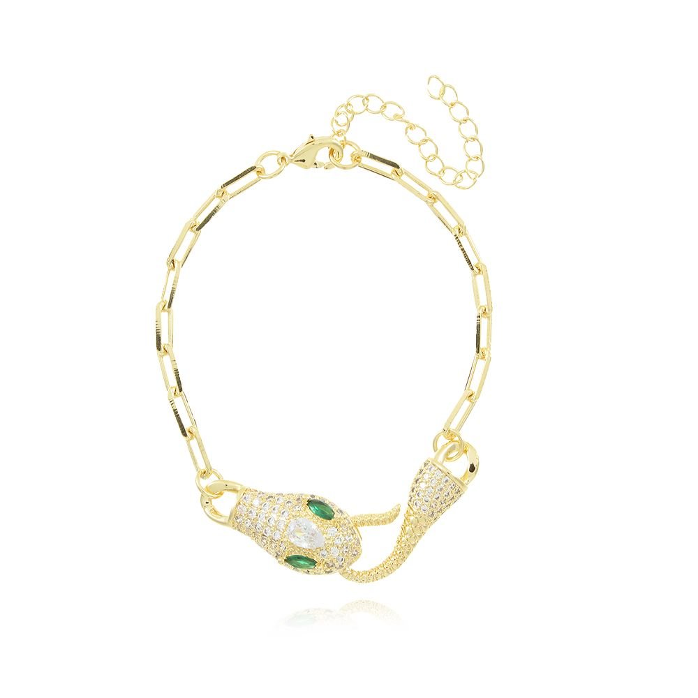 Pst-2766-Fo Pulseira De Cobra Cravejada Com Micro Zircônias