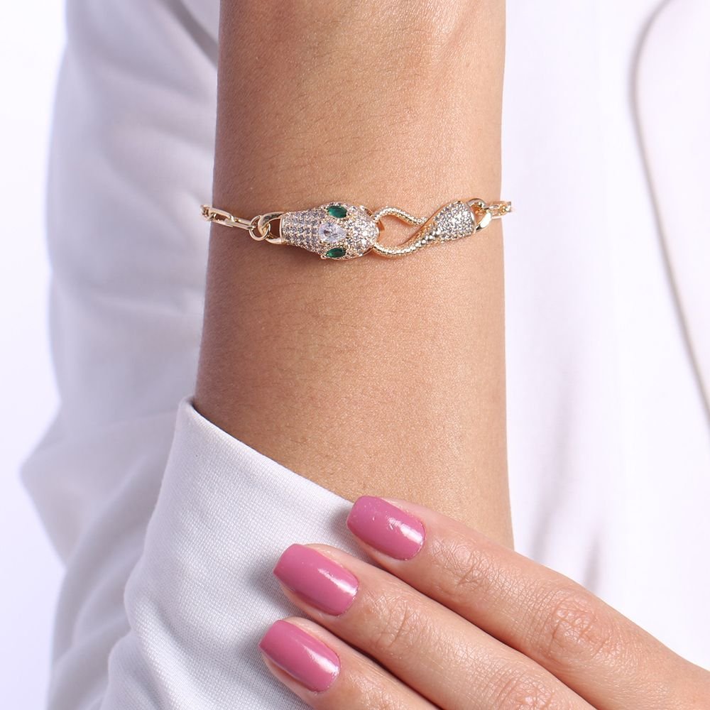 Pst-2766-Fo Pulseira De Cobra Cravejada Com Micro Zircônias