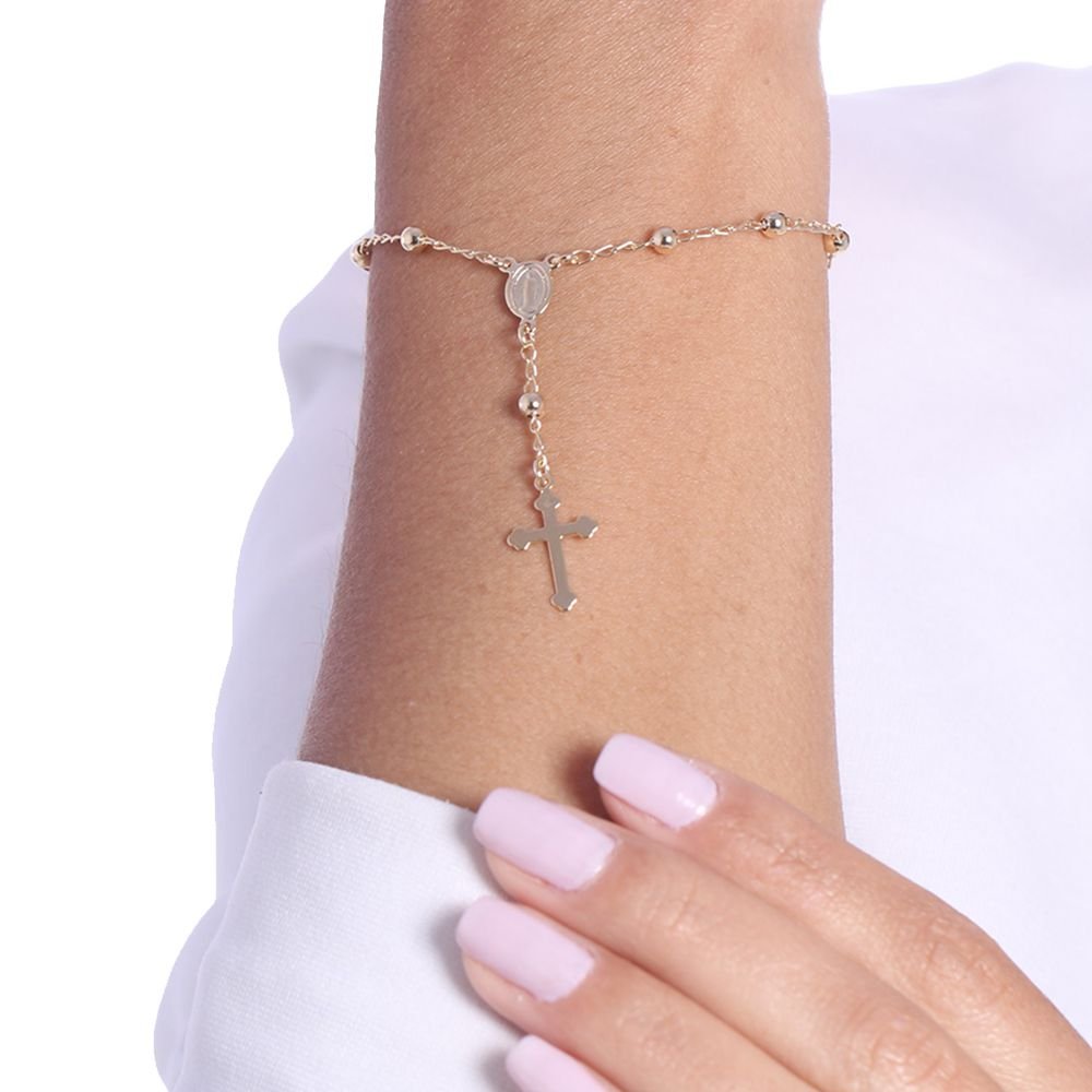Pst-2769-Fo Pulseira Terço De Bolinhas Nossa Senhoras Das Graças