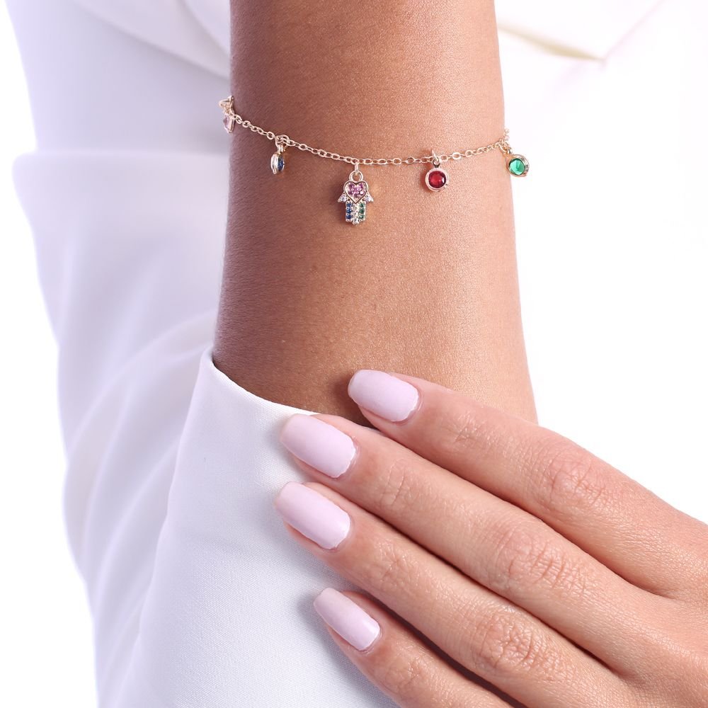 Pst-2772-Fo Pulseira Hamsá E Zircônias Cristal