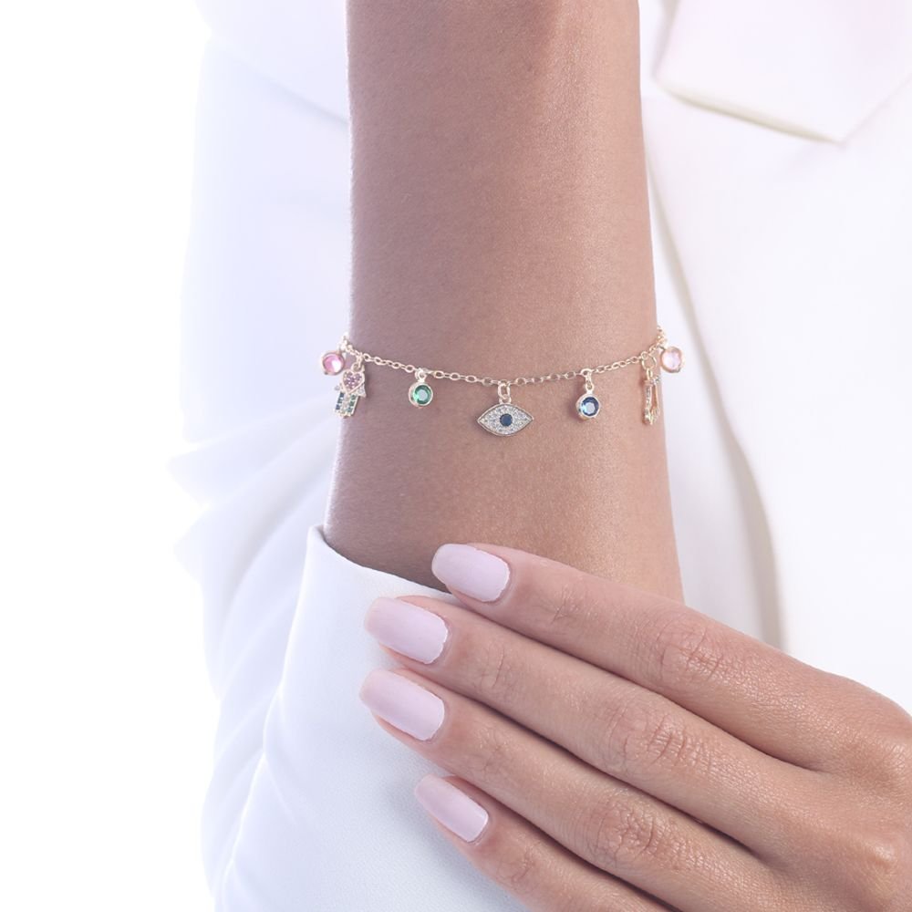 Pst-2773-Fo Pulseira Patuás E Zircônias Coloridas