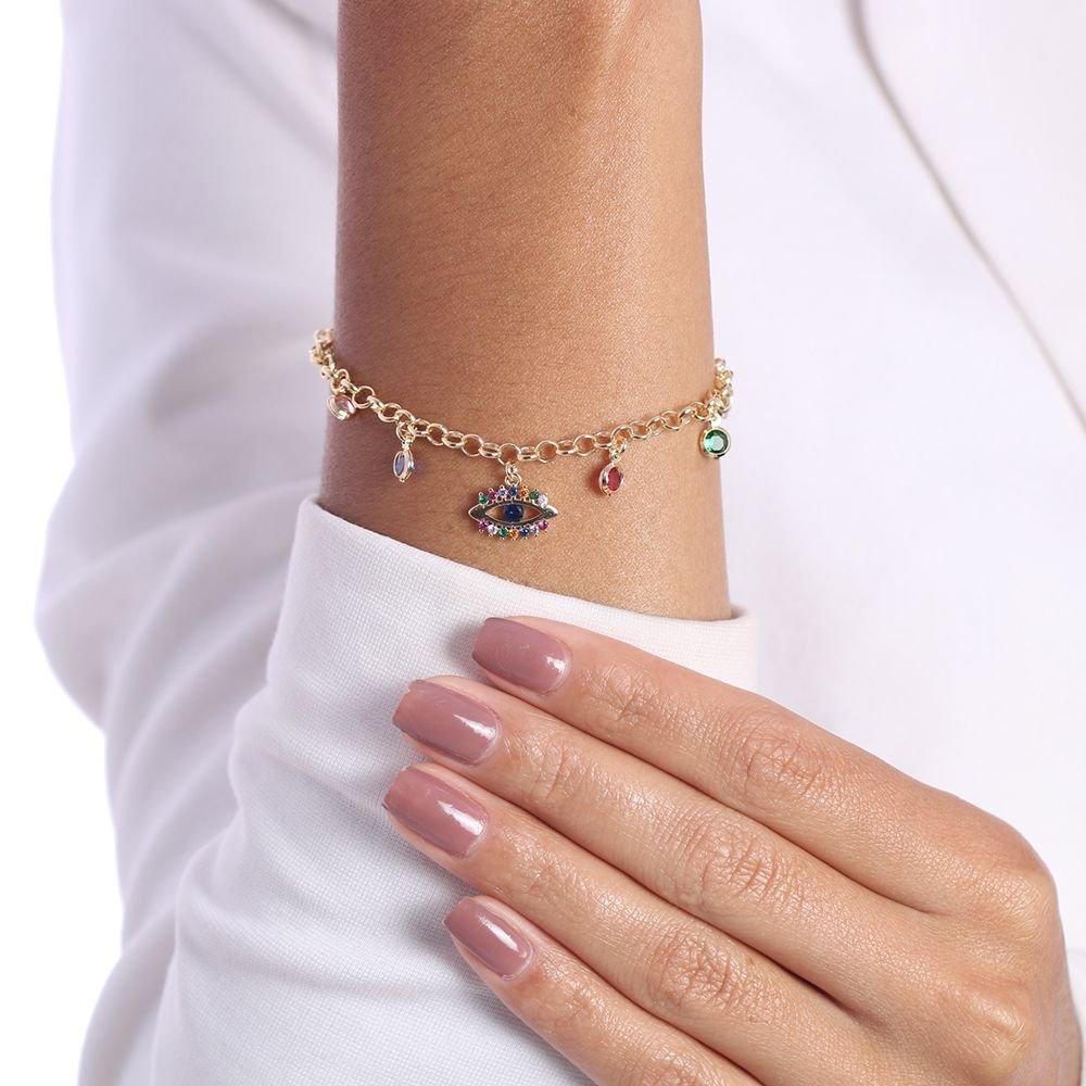 Pst-2777-Fo Pulseira Com Pedras E Olho Grego 