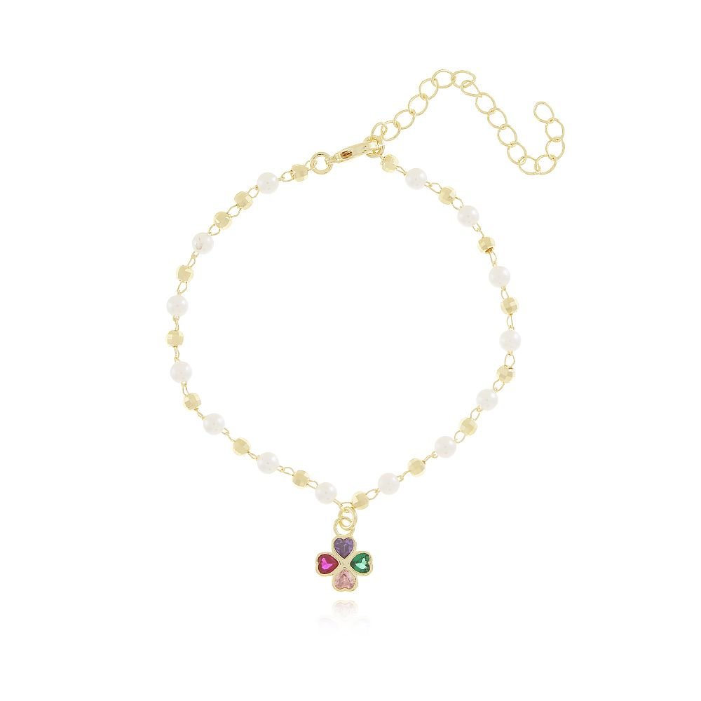 Pst-2778-Fo Pulseira Tervo De Quatro Folhas, Bolinhas E Pérolas