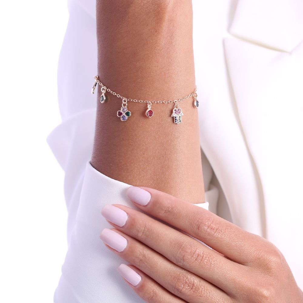 Pst-2780-Fo Pulseira Patuás E Zircônias Coloridas