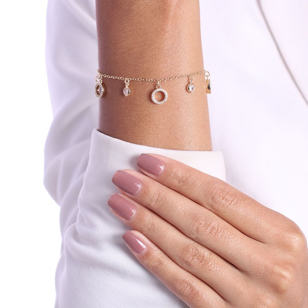 Pst-2785-Fo Pulseira Com Círculos Cravejados Cristais