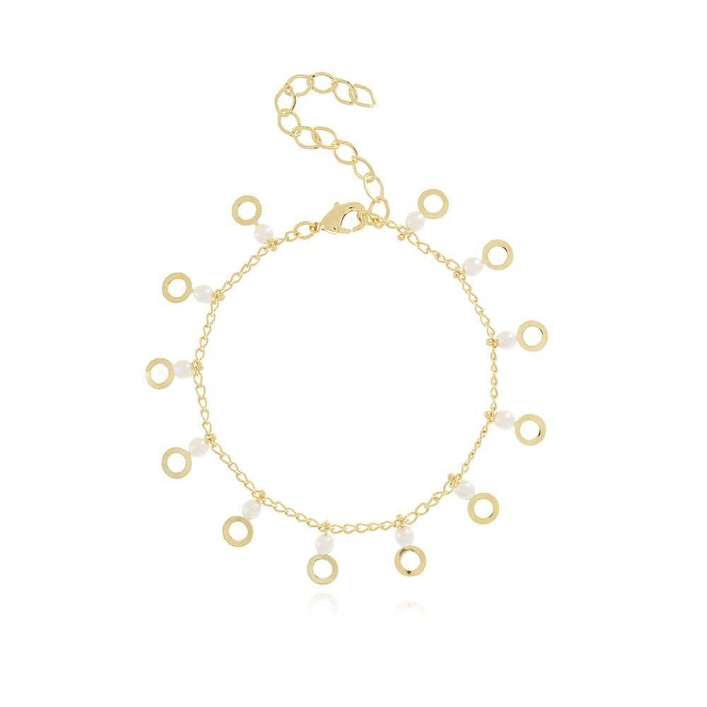 Pst-2808-Fo Pulseira Mini Pérolas E Círculos Vazados