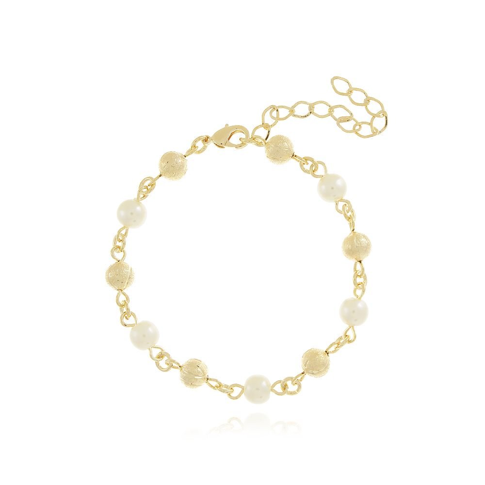 Pst-2809-Fo Pulseira Pérolas E Bolinhas Detalhadas