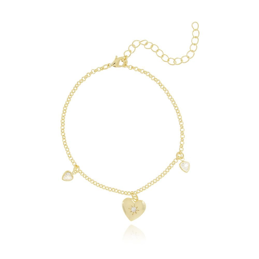 Pst-2836-Fo Pulseira De Corações Cravejados