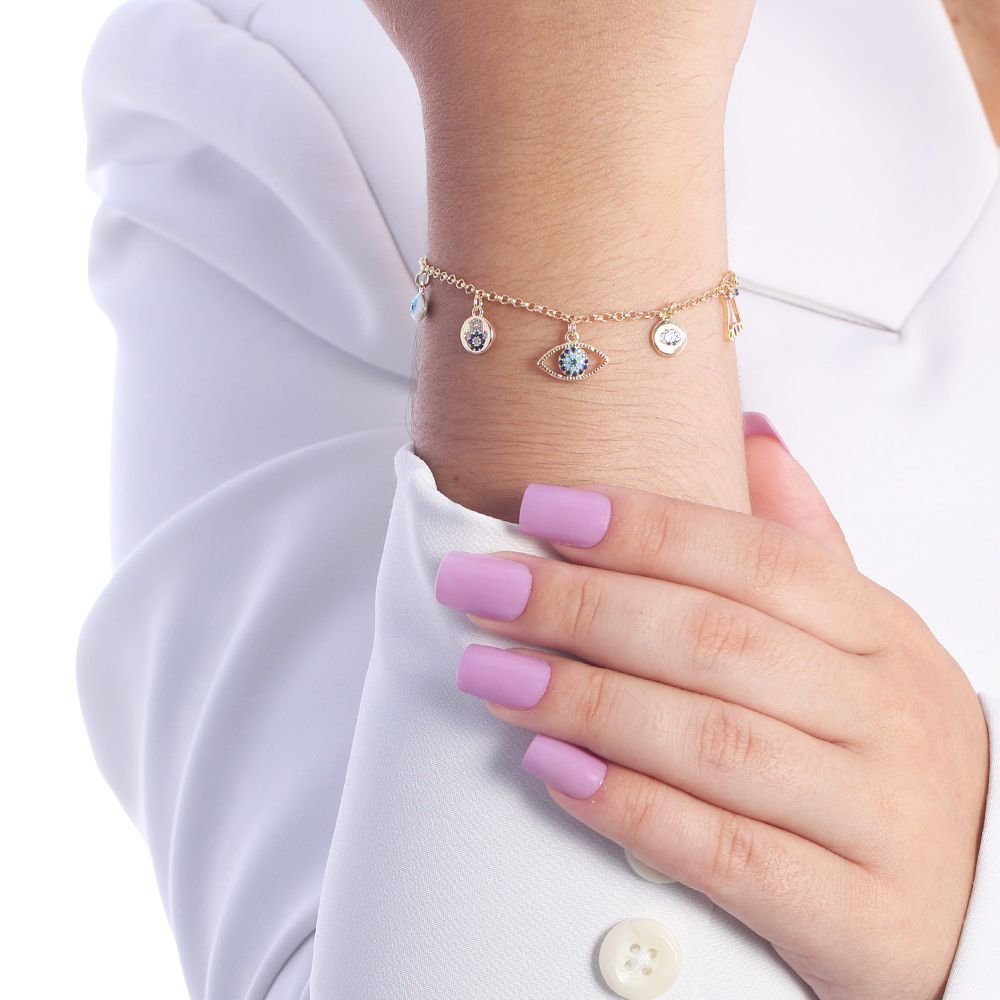 Pst-2838-Fo Pulseira De Olho Grego E Patuás Cravejados