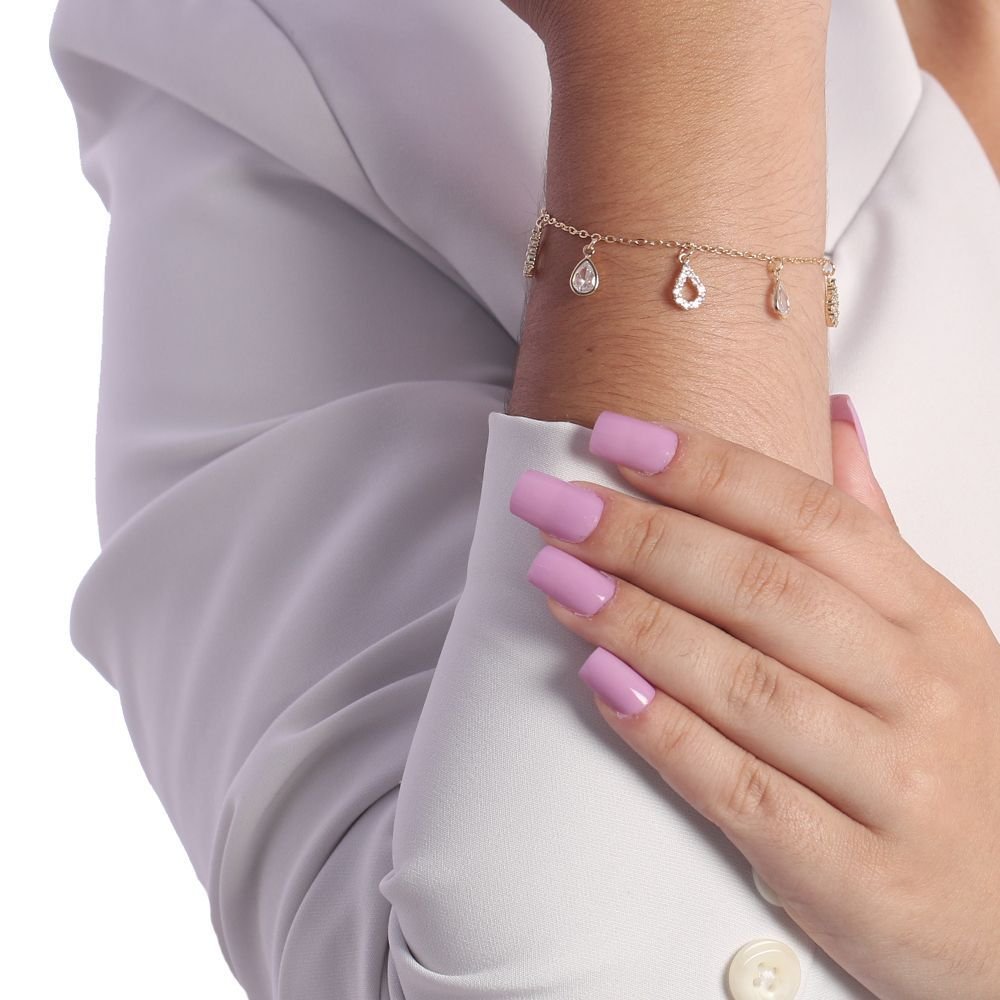 Pst-2845-Fo Pulseira De Gotas Cravejada Cristal
