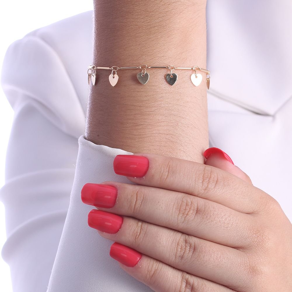 Pst-2848-Fo Pulseira De Corações Lisos