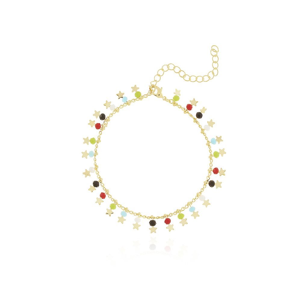 Pst-2864-Fo Pulseira De Pedrinhas Coloridas E Estrelas