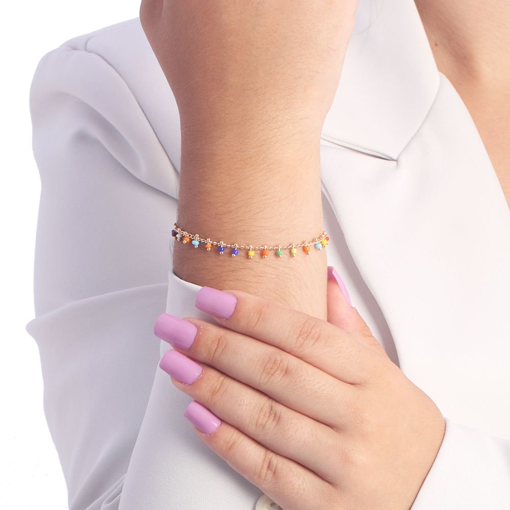 Pst-2866-Do Pulseira De Pedrinhas Coloridas