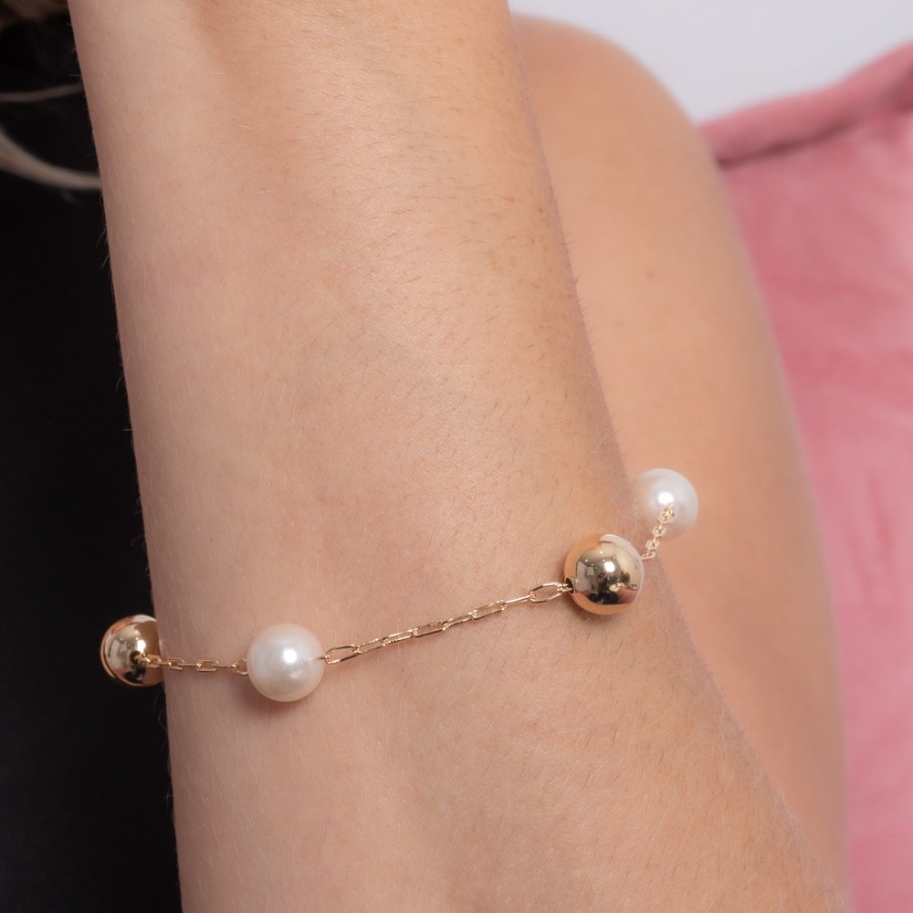 Pst-2874-Fo Pulseira De Pérolas E Bolinhas (10mm)
