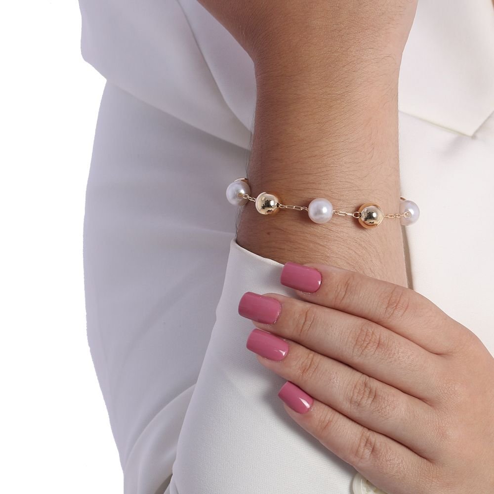 Pst-2875 Pulseira De Pérolas E Bolinhas