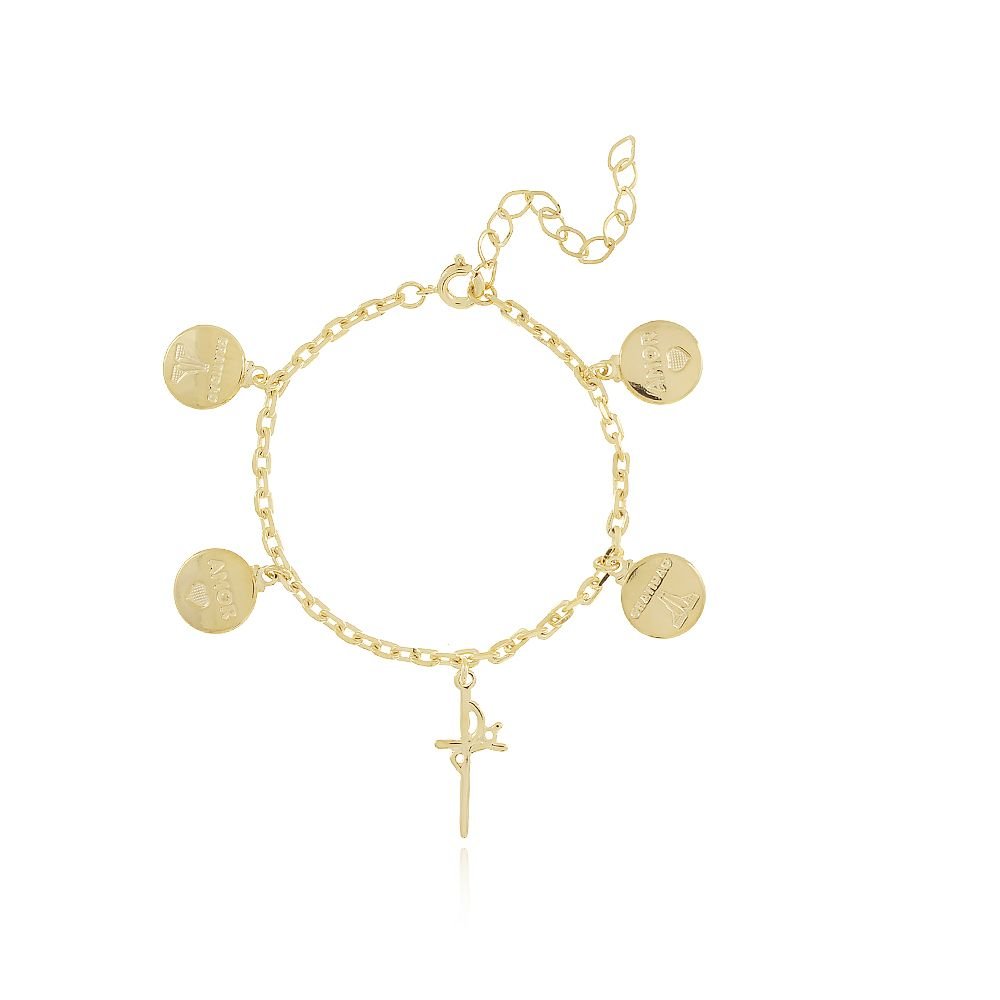 Pst-2884-Fo Pulseira Fé Com Pingentes