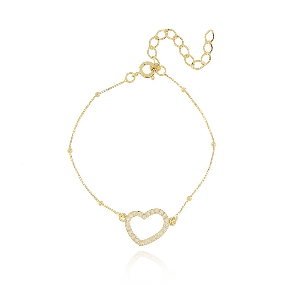 Pst-2885-Fo Pulseira De Coração Vazado Cravejado