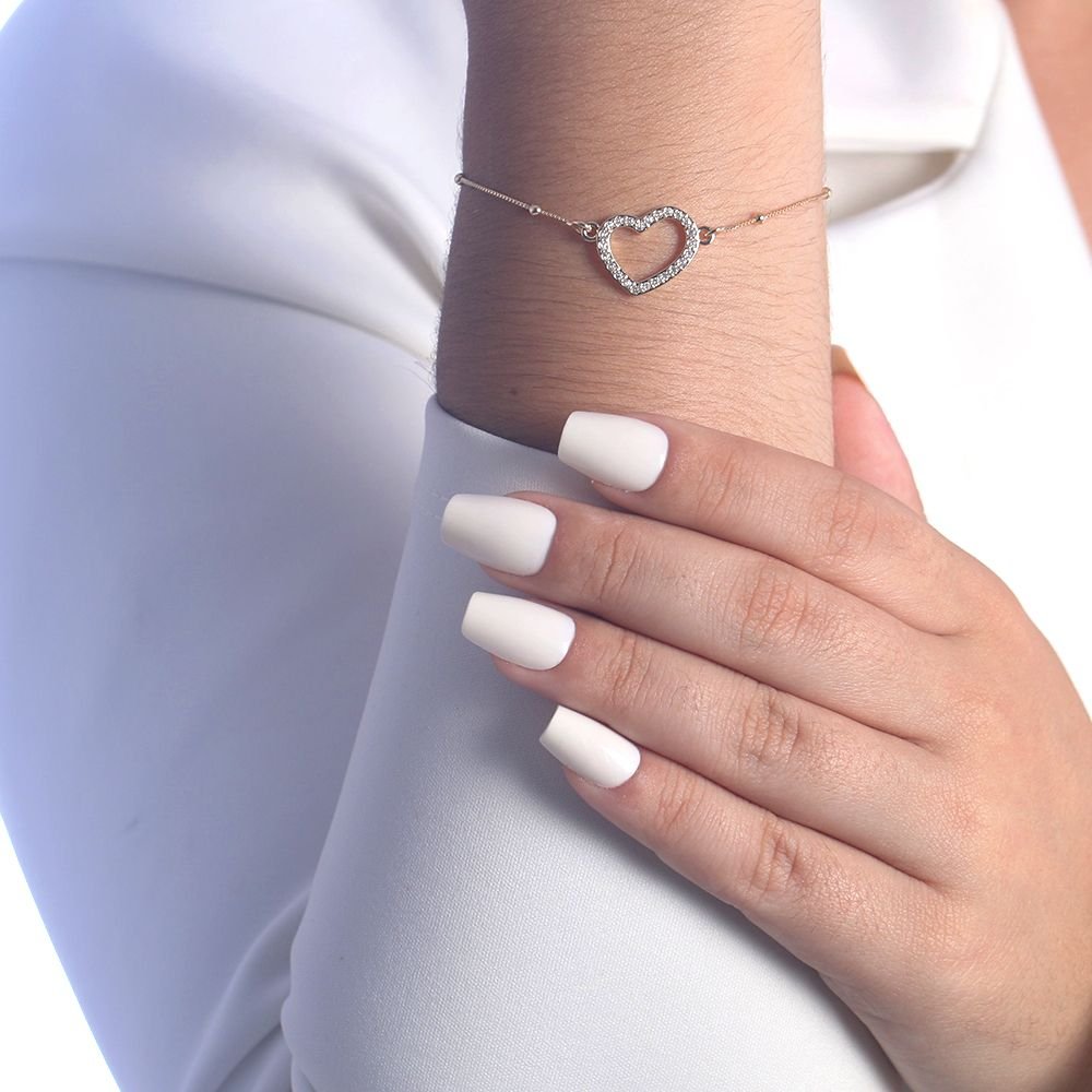 Pst-2885-Fo Pulseira De Coração Vazado Cravejado