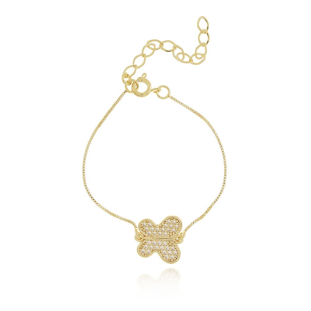 Pst-2886-Fo Pulseira De Borboleta Cravejada