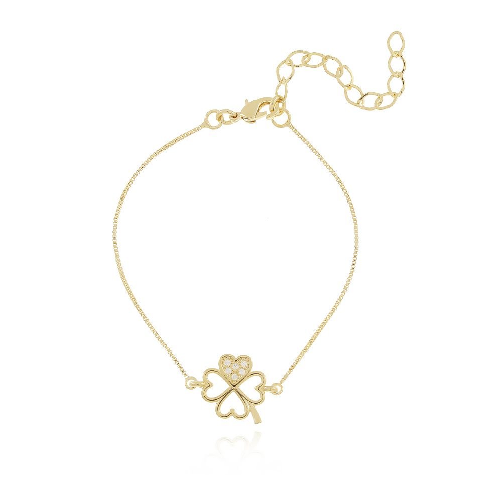 Pst-2887-Fo Pulseira De Trevo De Quatro Folhas Cravejado