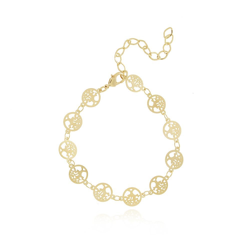 Pst-2891-Fo Pulseira Com Medalhinhas De Árvores