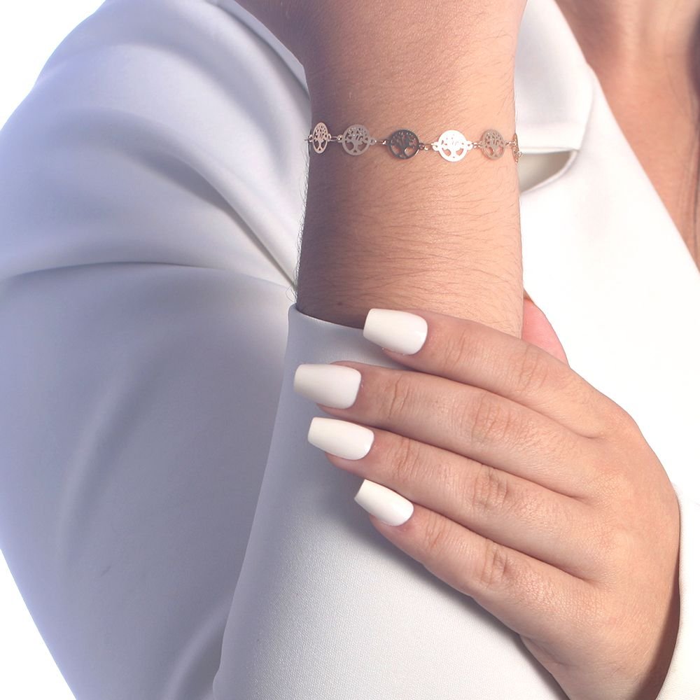 Pst-2891-Fo Pulseira Com Medalhinhas De Árvores