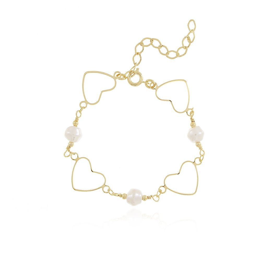 Pst-2897-Fo Pulseira De Corações E Pérolas