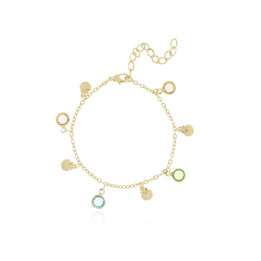 Pst-2902-Fo Pulseira De Conchas E Zircônias Coloridas