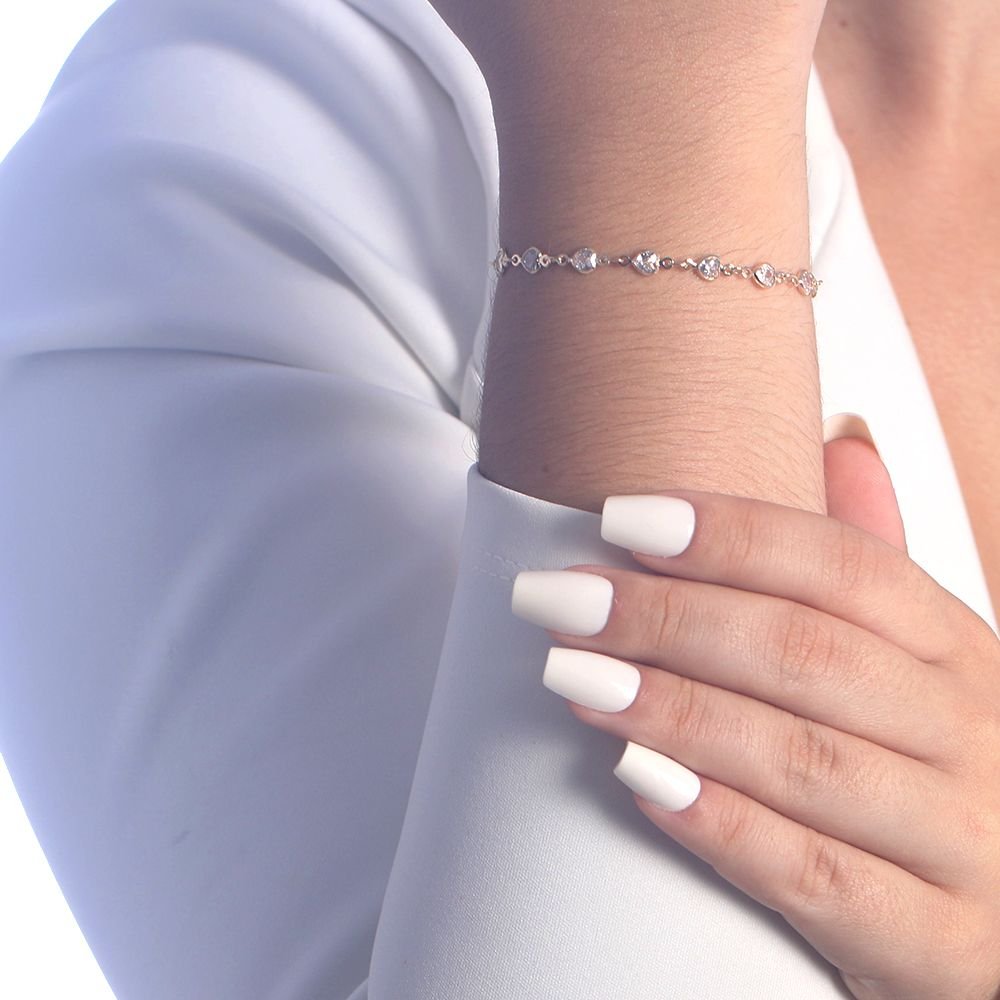 Pst-2907-Fo Pulseira Com Corações De Zircônia