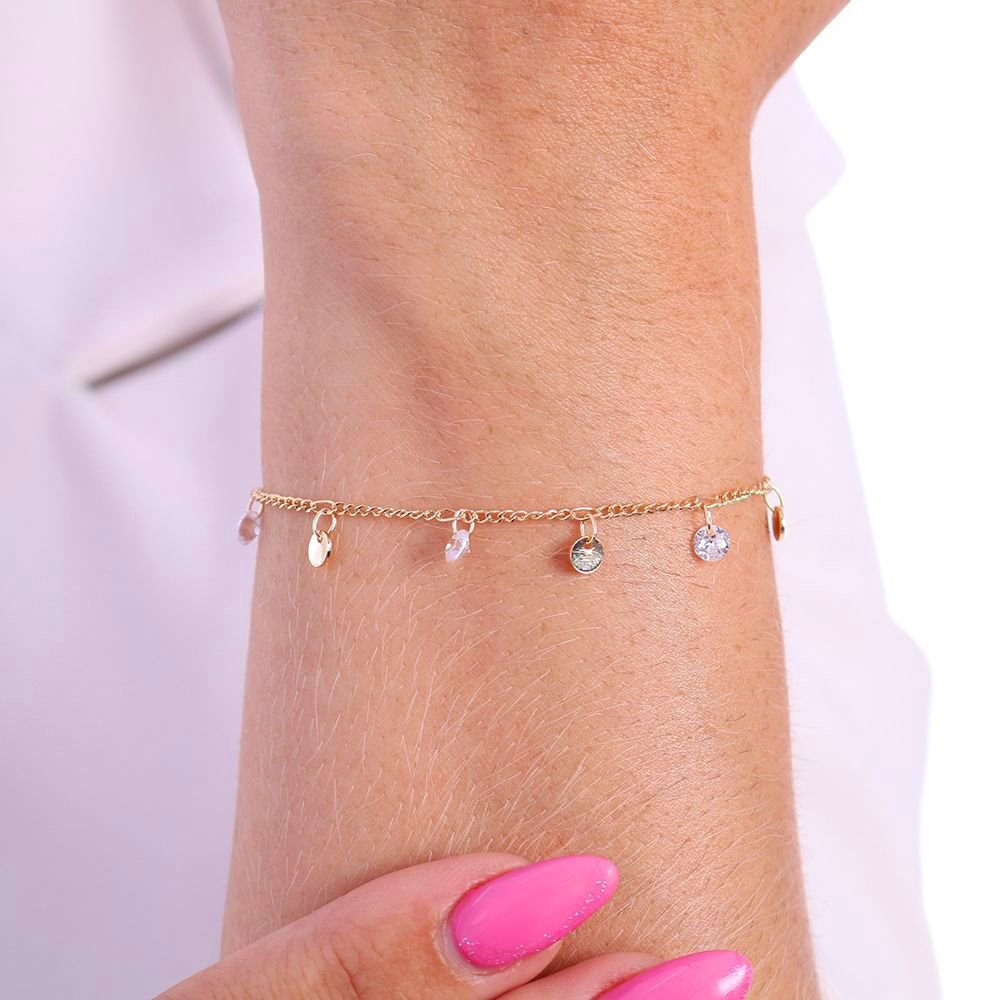Pst-2914-Fo Pulseira De Mini Medalhinhas E Zircônias Cristal
