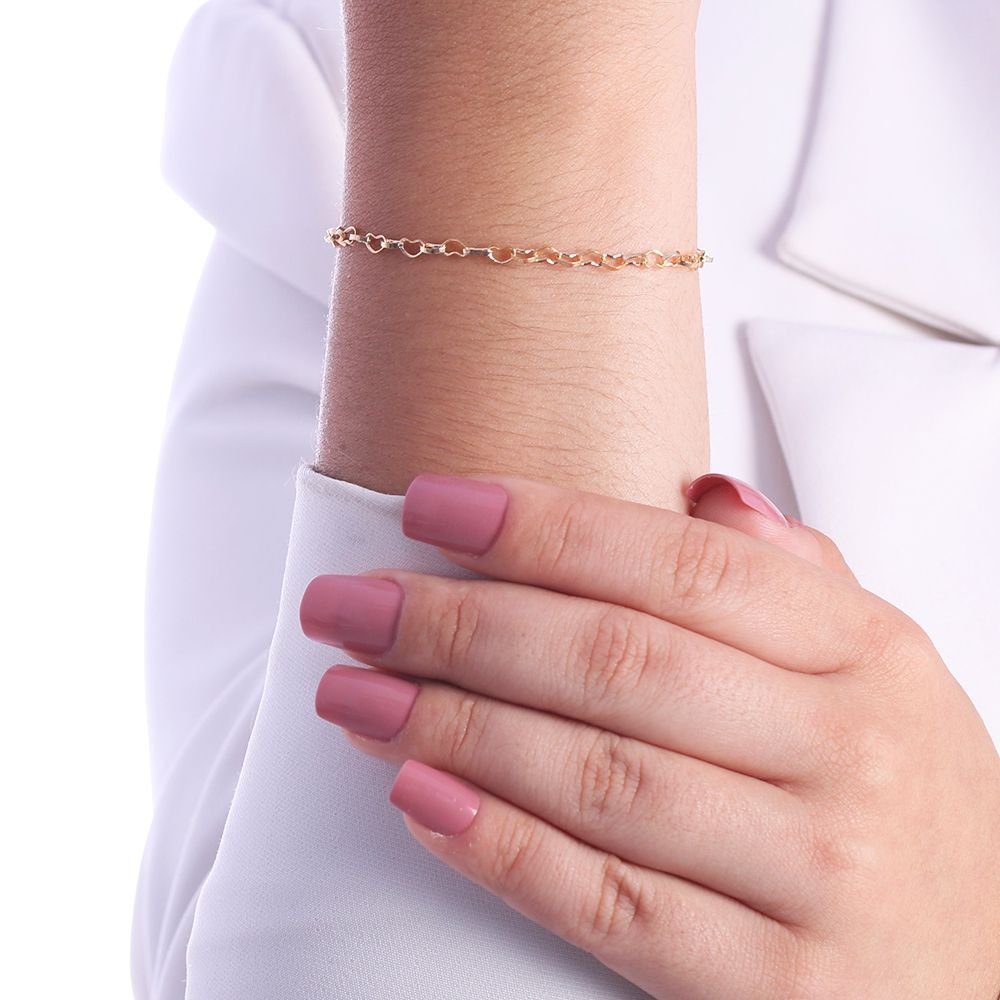 Pst-2925-Fo Pulseira De Mini Corações Em Elos