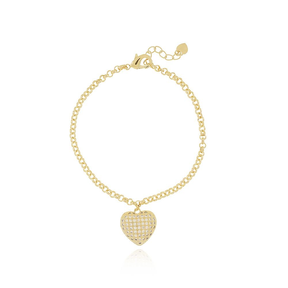 Pst-2947-Fo Pulseira De Coração Cravejado Cristal